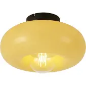 QAZQA Plafonnier rétro noir avec verre jaune 30 cm - Glaze