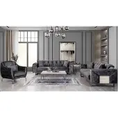 AEA Sofagarnitur 3+3+1 Sitzer Couchtisch Beistelltisch Modern Schwarz Komplett