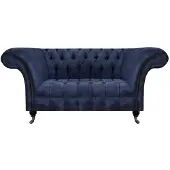 AEA Chesterfield Blaue Polstercouch Wohnzimmer 2-Sitzer Luxus Edle Sitzmöbel