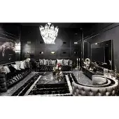 AEA Schwarze Chesterfield Wohnzimmer Garnitur Designer 4-Sitzer Tisch