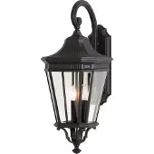 Elstead Lighting Applique d'extérieur Cotswold Lane noire et transparente, 3xE14x60W, aluminium, dimensions : 76,2 x 30,5 x 41,3 cm, IP44, Feiss