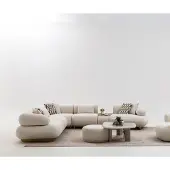AEA Designer Sitzgarnitur Stoffsofa Beistelltische Polsterhocker - 5tlg