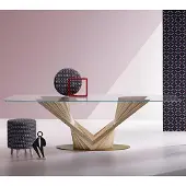 AEA Luxuriöser Transparenter Esstisch Designer Glasplatte Holzgestell