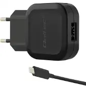 Qoltec Chargeur secteur 12W 5V 2.4A Câble USB+USB typeC