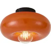 QAZQA Plafonnier rétro noir avec verre orange 30 cm - Glaze
