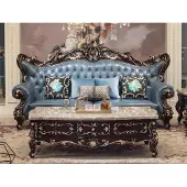 AEA Eleganter 3-Sitzer Sofa Blau Kunstleder Dreisitzer Wohnzimmer Polstersofa