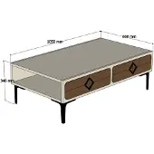 Skye Decor , Samba - Walnut, table basse, noyer, panneaux de particules 100 % mélaminés, 105 x 60 x 34,6 cm