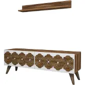 Skye Decor , Nisan - Noyer, meuble TV, noyer, panneaux de particules 100 % mélaminés, 120 x 31,8 x 40 cm