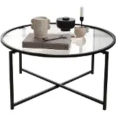 Skye Decor Locelso Table basse | 100% Verre trempé | Noir mat