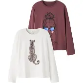Name it T-Shirt 'NKFVickie' azur / lie de vin / noir / blanc