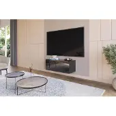 Hajduk furniture Meuble TV Suspendu Noir Brillant 90x35x40 cm Push-to-Open Modulable