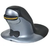 Top-Cousins Penguin 3-in-1 vertical mouse, medium (Filaire, Sans fil), Souris, Noir, Argent