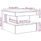 vidaXL Table basse avec lampes LED noir aspect chêne 50x50x40 cm