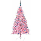 vidaXL Arbre de Noël artificiel pré-éclairé rose 180 cm PVC