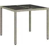 vidaXL Table de jardin Grise 90 x 90 x 75 cm en polyrotin