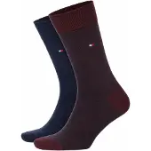 Tommy Hilfiger Lot de 2 Chaussettes Birdseye Navy Bordeaux
