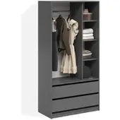 Livinity Armoire à vêtements Trento Anthracite avec 2 tiroirs, Model 58964