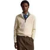 Ralph Lauren pour homme. 710B26770005 Pull en laine et coton en point gaufré blanc crème (L), Casuel