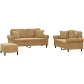 vidaXL Ensemble de canapés 3 pièces avec coussins Marron Velours
