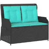 vidaXL Banc de jardin en polyrotin noir