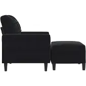 vidaXL Fauteuil avec pouf noir 60 cm velours