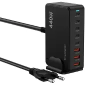 Wozinsky Station de charge WSL-440 440W Gan QC3 - Noire