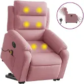 vidaXL Fauteuil de massage releveur électrique rose velours