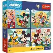 Trefl Puzzle 4 en 1 Mickey et ses amis + affiche