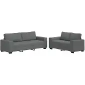vidaXL Ensemble de canapés 2 pièces avec coussins Tissu gris foncé