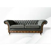 AEA Chesterfield 3 Sitzer Grau Kreative Möbel Klassische Wohnzimmer Design Sofa