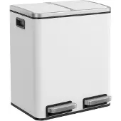 Songmics Poubelle en métal 30L, Blanc
