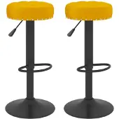 vidaXL Tabouret de bar 2 pcs jaune moutarde velours