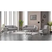AEA Komplette Couchgarnitur Dreisitzer Sessel Stoff Beige 3tlg Sofa Couch 3tlg