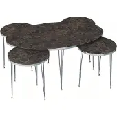 AEA Moderner brauner Holz-Couchtisch mit Beistelltischen Set