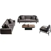 AEA Elegante Graue Wohnzimmer Garnitur 3-Sitzer Relax Sessel Couchtisch