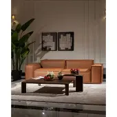 AEA Luxus Dreisitzer Sofa 3 Sitzer Braun Polstersofa Couch Kunstleder
