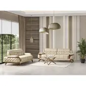 AEA Moderne Beige Wohnzimmer Textil Couchgarnitur Designer Polstersofas