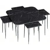 AEA Eleganter schwarzer Holz-Couchtisch mit Beistelltischen im modernen