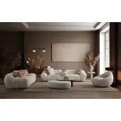 AEA Weiße Luxus Wohnzimmer Garnitur 2x Texitl Sofas Designer Sessel