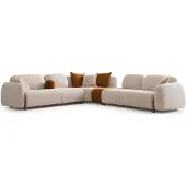 AEA Ecksofa Modern Beige Organisch Modular Bequem Gemütlich Schlicht
