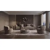 AEA Modernes Beiges 3-Sitzer Sofa 2 Sesseln Wohnzimmer Couch