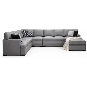 AEA Graues Wohnlandschaft U-Form großes Sofa Wohnzimmer Modern Hochwertig