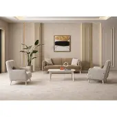 AEA Sofa 3-Sitzer Braun Beige Stoff 2 Sessel Modern Polstergarnitur