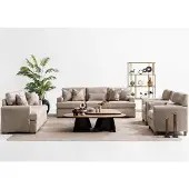 AEA Hellbraunes Sofa set 3-Sitzer Sofa 2-Sitzer Sofa Sessel Wohnzimmer Bequem