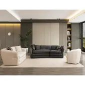 AEA Grau-beige Sofa set 3-Sitzer Sofa Sessel Bequem Modern Polstermöbel