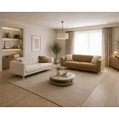 AEA 2x 3-Sitzer Sofa Beige Braun Stoff Modern Polstersofa Wohnzimmer Set