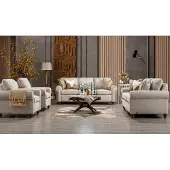 AEA Hellbeige Sofa set 3-Sitzer Sofa Sessel textil Wohnzimmer Weich Hochwertig