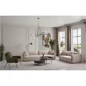 AEA Stilvolle Beige Sofagarnitur Moderner 4-Sitzer 2-Sitzer Textilsessel