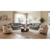 AEA Modernes Graues Sofa Set 2x 3-Sitzer mit 2x Sessel Wohnbereich