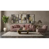 AEA Wohnzimmer Set 3 Sitzer Sofa Sessel Modern Rosa Harmonisch